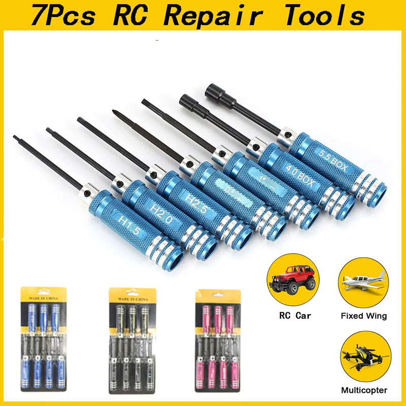 7Pcs 1.5 2.0 2.5mm RC Hex Driv - Rc Helicopter Tool Kit avaliação e preço