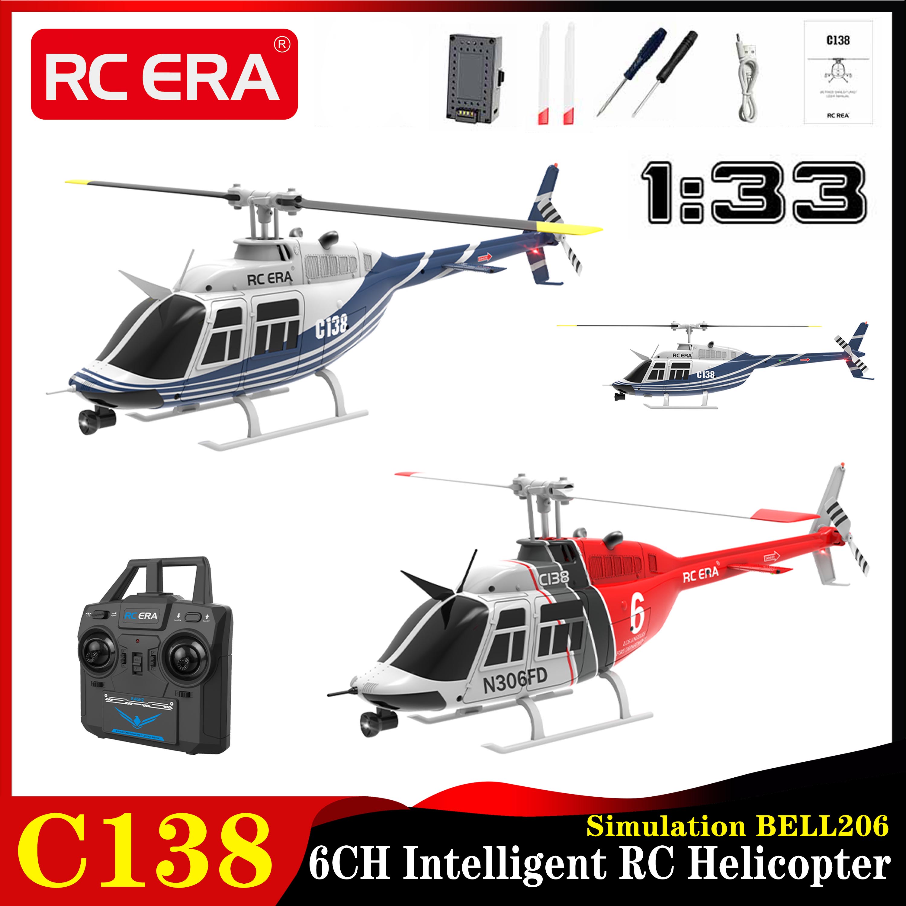 RC ERA C138 1:33 Bell 206 RC H - Rc Helicopter Gyro avaliação e preço