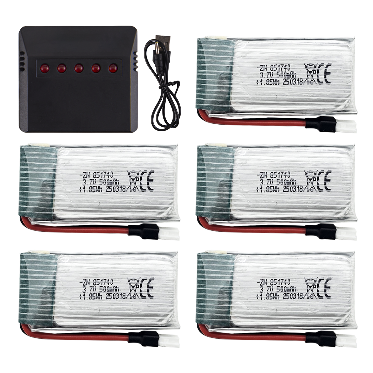 5Pcs 3.7V 500mAh LiPo Batterie - Rc Helicopter Charger avaliação e preço